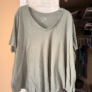 Terra & Sky Women's Soft Olive V-Neck Tee